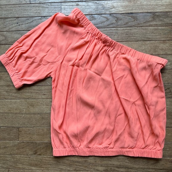 bobi BLACK NWT Crepe One Shoulder Boho Top Size Large Peach Coral - Picture 1 of 5
